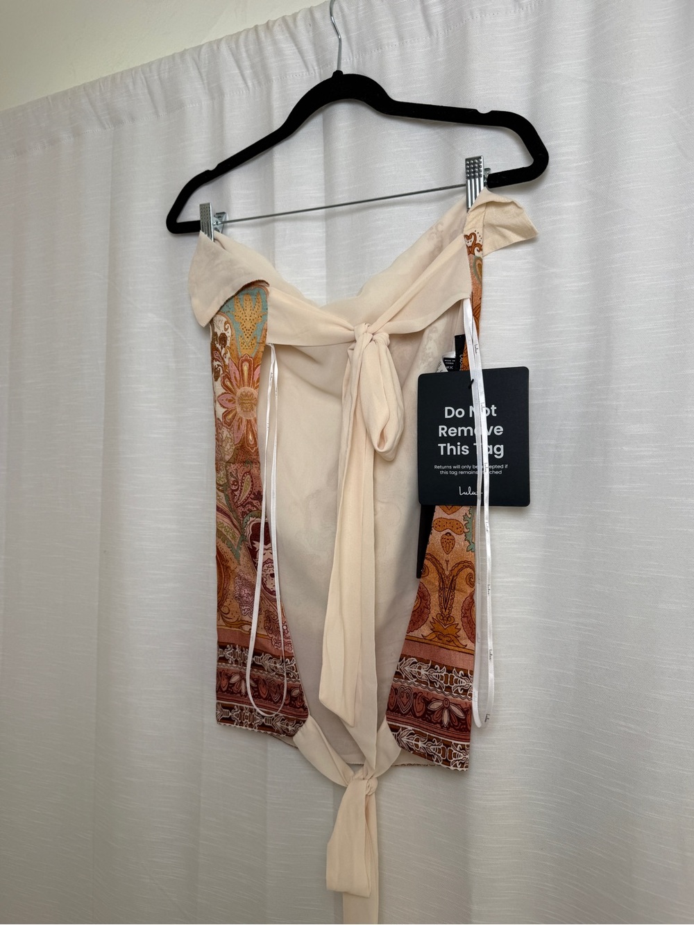 Lulus Paisley Print Cowl Neck Halter Tie Back Top Cream | NWT Size XS - Picture 12 of 15